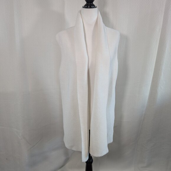 GAP for good Knit Textured Shawl-Collar Cardigan Vest White Cotton Large Cozy - Picture 1 of 11